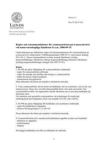 Regler och rekommendationer fÃ¶r ... - Lunds universitet