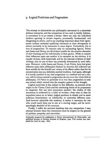9. Logical Positivism and Pragmatism