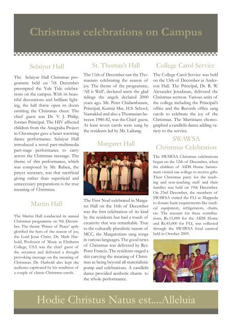 December Vol.I Issue - Madras Christian College