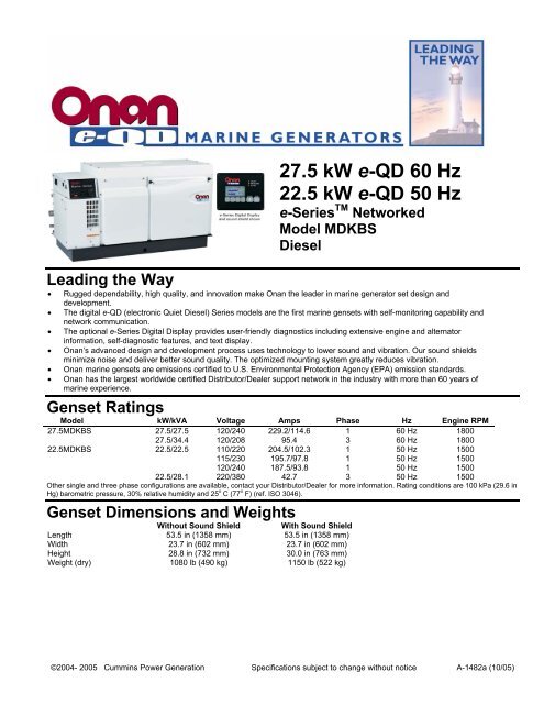 27.5 kW e-QD 60 Hz 22.5 kW e-QD 50 Hz - Electric Generators