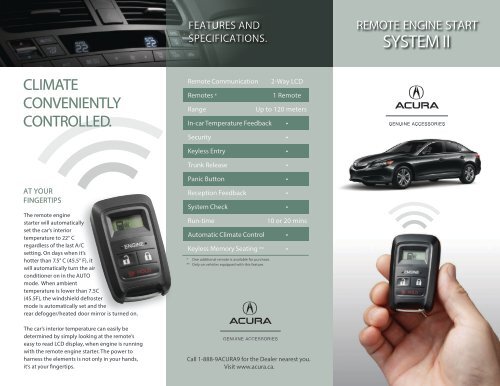 Acura Remote Engine Start System II Brochure