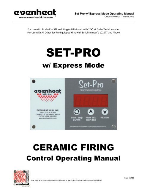 Set-Pro with Express Mode Manual - Evenheat Kilns