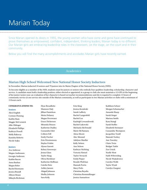 Marian Magazine - Marian High School