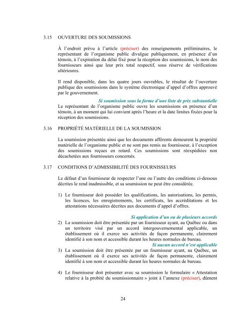 Appel d'offres fondé uniquement sur un prix pour l'octroi d'un contrat ...