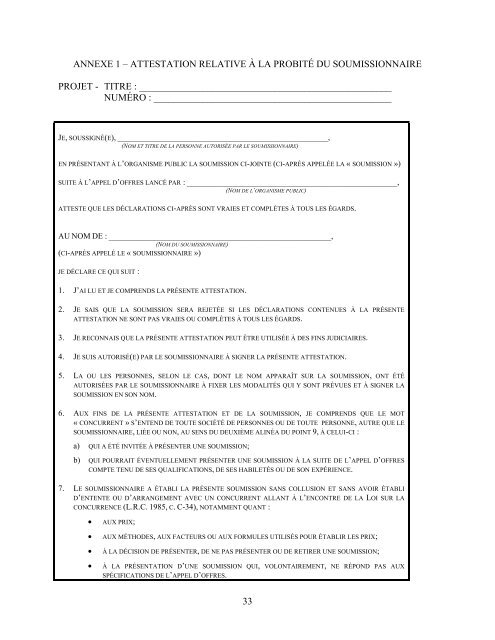 Appel d'offres fondé uniquement sur un prix pour l'octroi d'un contrat ...