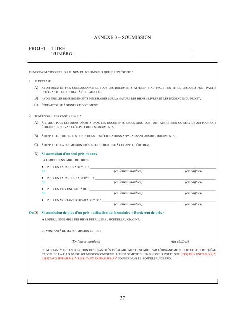 Appel d'offres fondé uniquement sur un prix pour l'octroi d'un contrat ...