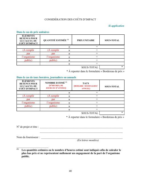 Appel d'offres fondé uniquement sur un prix pour l'octroi d'un contrat ...