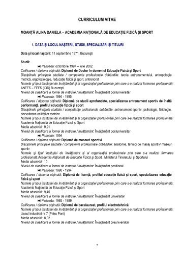 C.V. Moanta Alina - UNEFS Bucuresti