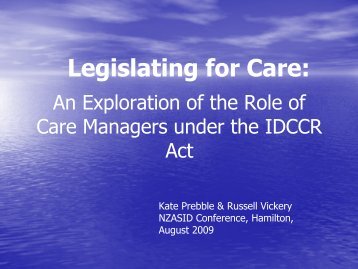 Legislating for Care - Australasian Society for Intellectual Disability