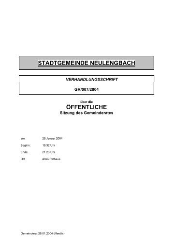 STADTGEMEINDE NEULENGBACH ÃFFENTLICHE