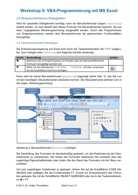 Workshop 9: VBA-Programmierung mit MS Excel - Dr. Volker ...