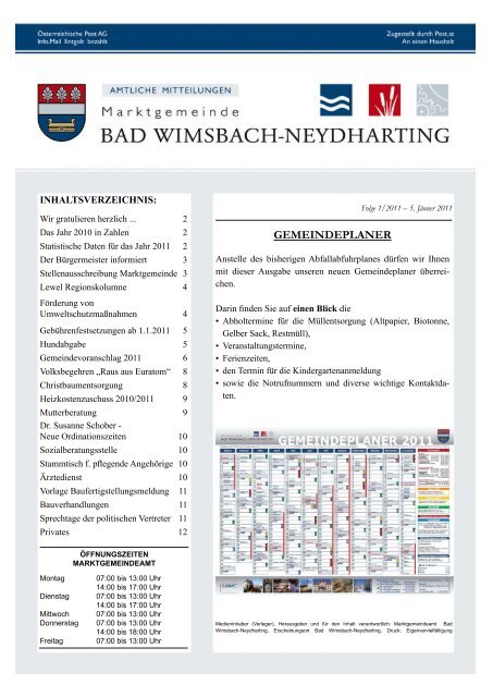 Gemeindenachrichten 1/2011 - Marktgemeinde Bad Wimsbach ...