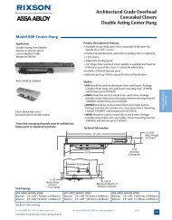 Rixson Model 800 Series Catalog Cut Sheet - Epivots