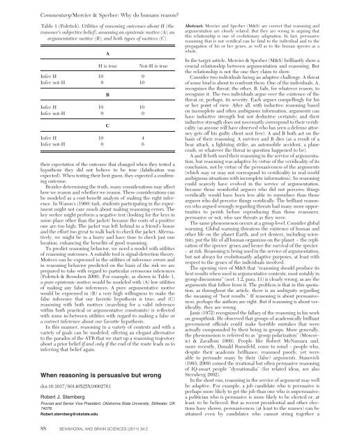 Why do humans reason? Arguments for an argumentative theory