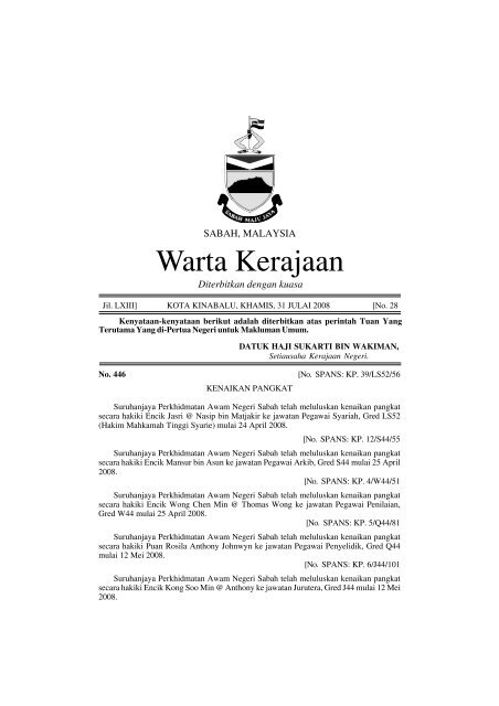 Warta Kerajaan - Sabah