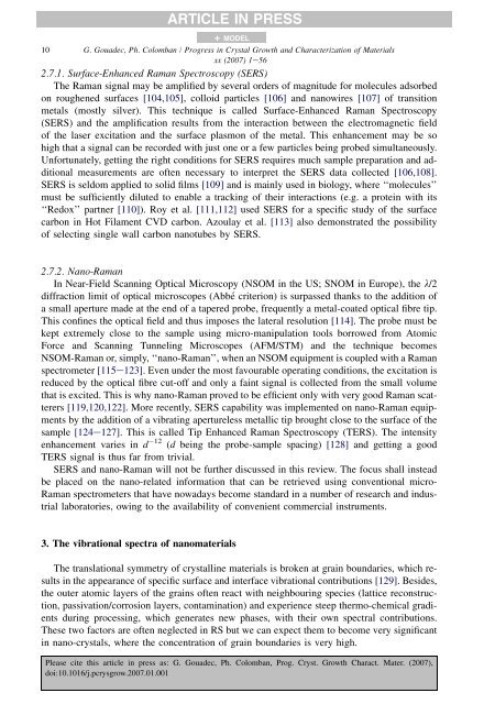 Raman Spectroscopy of nanomaterials - institut de chimie et des ...