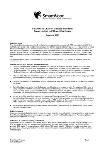SmartWood Chain-of-Custody Standard: Scope Limited to ... - NEPCon