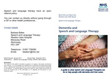 Dementia and Speech and Language Therapy Leaflet