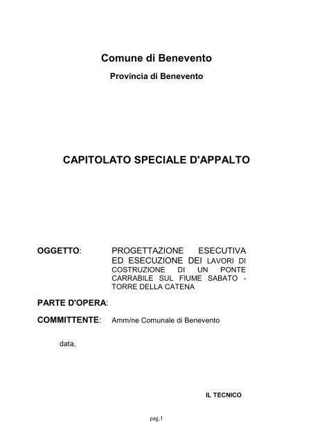 Comune di Benevento CAPITOLATO SPECIALE D'APPALTO