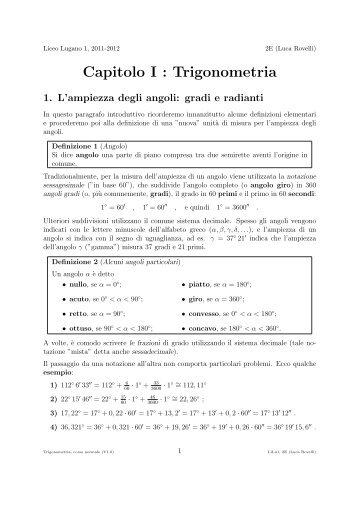 Capitolo I : Trigonometria - Ticino.com