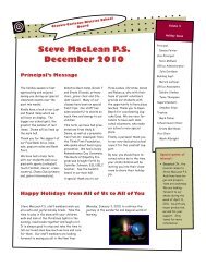 Steve MacLean P.S. December 2010 - Steve Maclean Public School