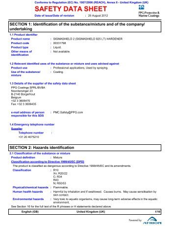 SigmaShield 2 Hardener Safety Data Sheet - Promain