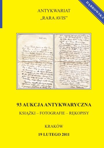 19 lutego 2011 93 aukcja antykwaryczna - Rara Avis