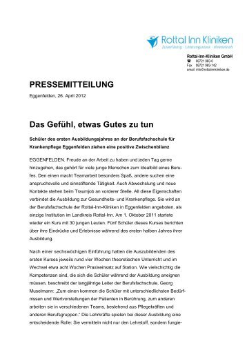 PRESSEMITTEILUNG Das GefÃ¼hl, etwas Gutes zu tun - Rottal-Inn ...