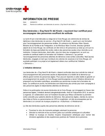 INFORMATION DE PRESSE - Croix-Rouge luxembourgeoise