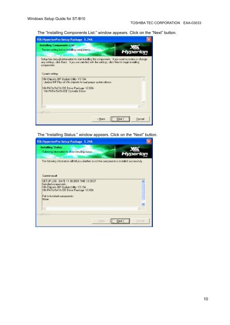 Windows Setup Guide for ST-B10 - Toshiba Tec