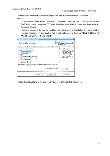 Windows Setup Guide for ST-B10 - Toshiba Tec