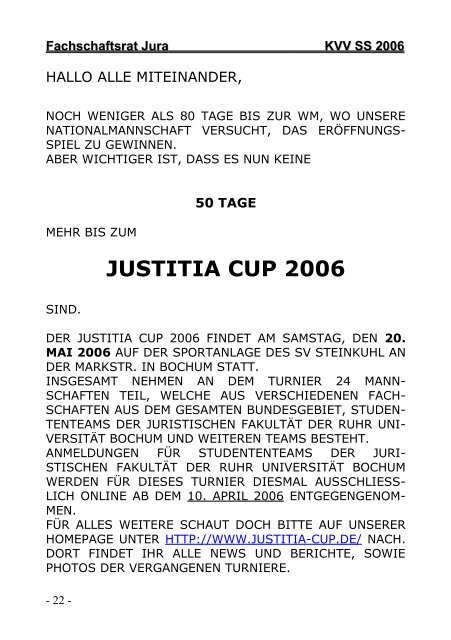 justitia cup 2006 - Fachschaft Jura Bochum