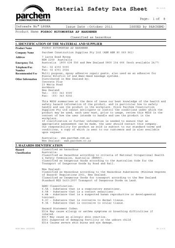 Fosroc Nitomortar AP Hardener SDS - Parchem