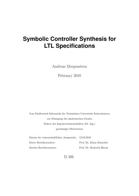 Symbolic Controller Synthesis for LTL Specifications - Embedded ...