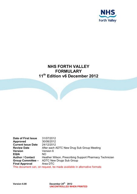 nhs forth valley formulary 11 - Community Pharmacy