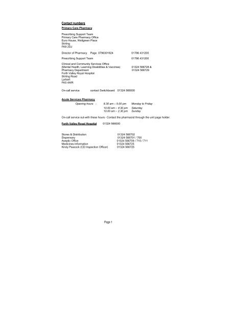 nhs forth valley formulary 11 - Community Pharmacy