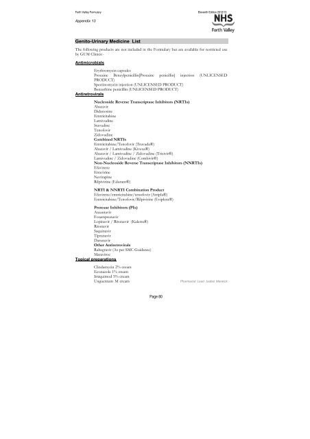 nhs forth valley formulary 11 - Community Pharmacy