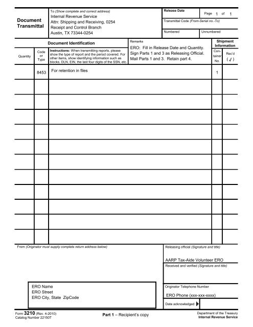 Document Transmittal - Aarp