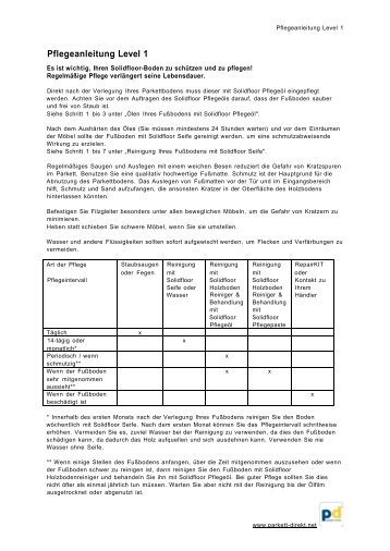 SF-Pflegeanleitung Level 1 - Parkett Direkt GmbH