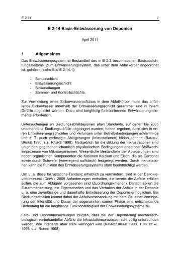 E 2-14 Basis-Entwässerung von Deponien 1 Allgemeines