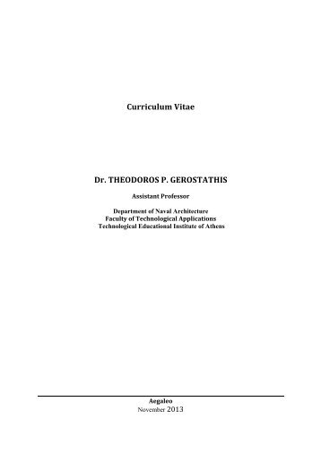 Curriculum Vitae Dr. THEODOROS P. GEROSTATHIS