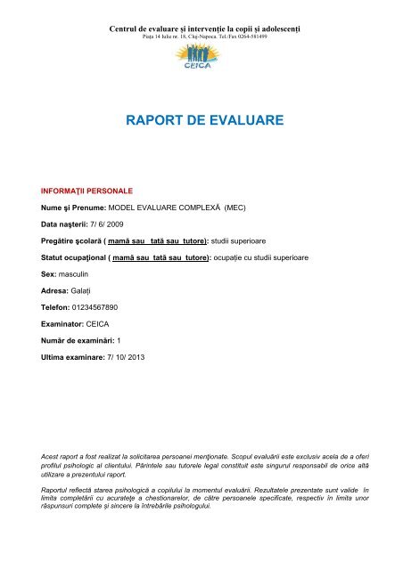 Raport chestionare parinti
