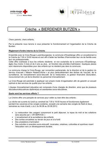 Crèche « BIERDENER BUTZEN » - Croix-Rouge luxembourgeoise