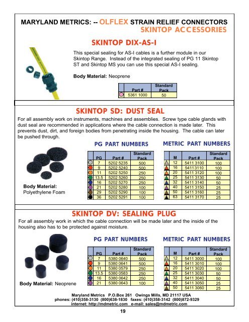 OLFLEX Strain Relief Products Catalog. - Maryland Metrics