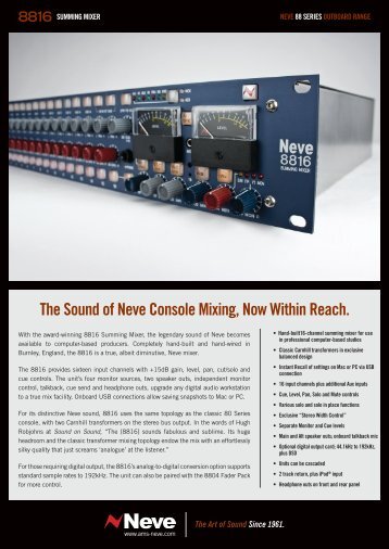 The Sound of Neve Console Mixing, Now Within ... - Ams-neve.info
