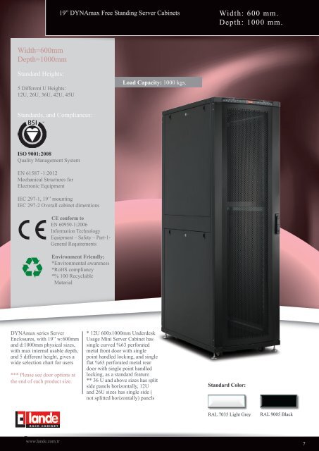 19" DYNAmax Series Free Standing Server Cabinets Pdf ... - LANDE