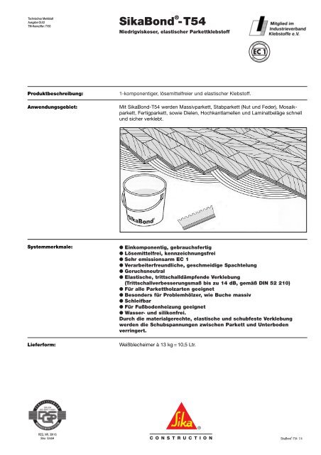 7160 SikaBond-T54 - Fachhandel Parkett August Denner GmbH