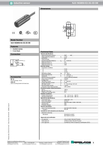 1 Inductive sensor NJ5-18GM50-E2-3G-3D-5M - Pepperl+Fuchs