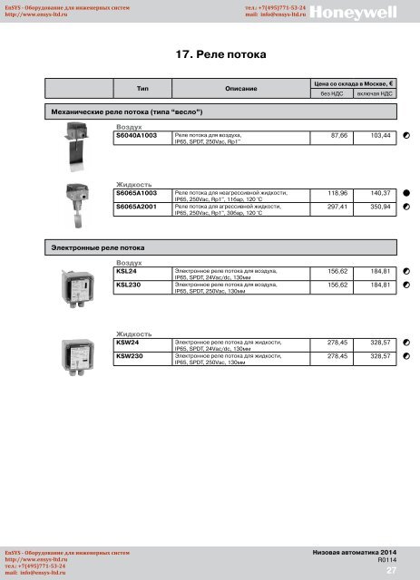 ÐÑÐ°Ð¹Ñ-Ð»Ð¸ÑÑ 2013 Ð½Ð° Ð½Ð¸Ð·Ð¾Ð²ÑÑ Ð°Ð²ÑÐ¾Ð¼Ð°ÑÐ¸ÐºÑ Honeywell