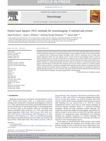 Partial Least Squares (PLS) methods for neuroimaging: A tutorial ...